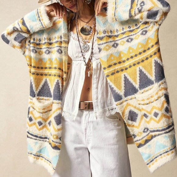 Multicolor Casual Women's Lightweight Cardigan - Picture 1 of 8